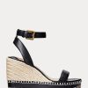 Alpargatas de piel negras Ralph Lauren Hilarie para mujer