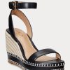 Alpargatas de piel negras Ralph Lauren Hilarie para mujer
