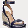 Alpargatas de piel Ralph Lauren Hilarie para mujer en color azul marino Alpargatas de piel Ralph Lauren Hilarie para mujer en color azul marino