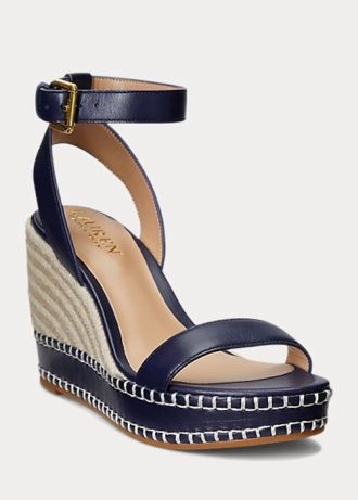 Alpargatas de piel Ralph Lauren Hilarie para mujer en color azul marino