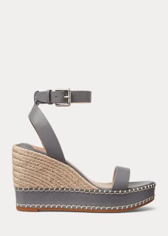 Alpargatas de piel Ralph Lauren Hilarie para mujer en color gris