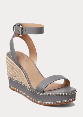 Alpargatas de piel Ralph Lauren Hilarie para mujer en color gris