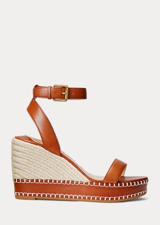Alpargatas de piel Ralph Lauren Hilarie para mujer en color marrón