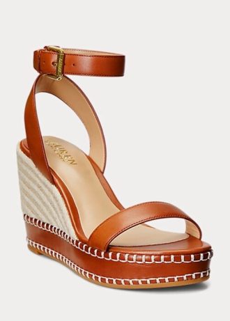 Alpargatas de piel Ralph Lauren Hilarie para mujer en color marrón