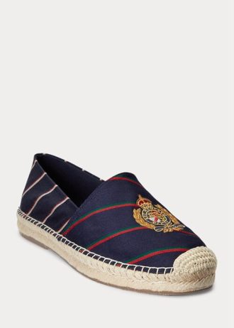 Alpargatas de rayas con escudo Cevio de Ralph Lauren para hombre en azul marino