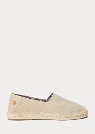 Alpargatas Ralph Lauren Cevio de lona lavada en color crema para hombre