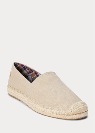 Alpargatas Ralph Lauren Cevio de lona lavada en color crema para hombre