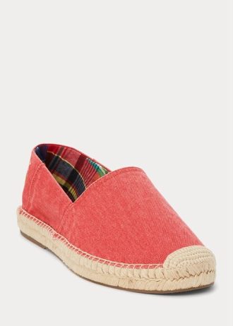 Alpargatas Ralph Lauren Cevio de lona lavada para hombre en color rojo