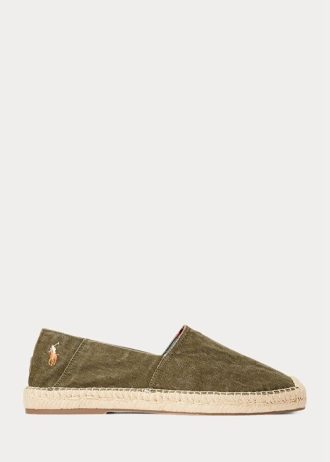 Alpargatas Ralph Lauren Cevio de lona lavada verdes para hombre