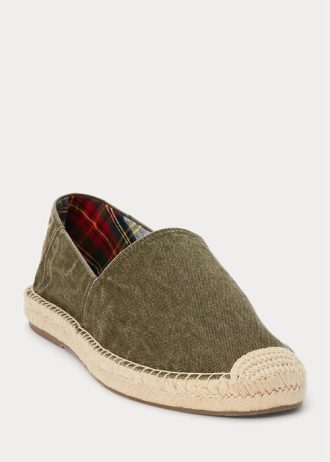 Alpargatas Ralph Lauren Cevio de lona lavada verdes para hombre
