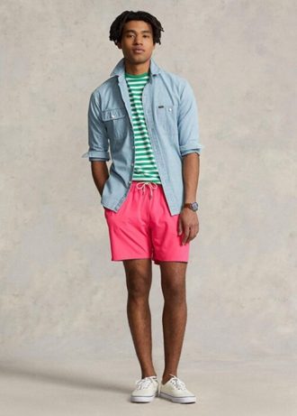 Bañador Ralph Lauren Traveller rosa para hombre