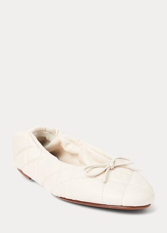 Bailarinas Ralph Lauren de piel de cordero acolchada color crema para mujer Bailarinas Ralph Lauren de piel de cordero acolchada color crema para mujer