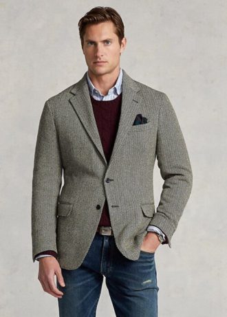 Blazer deportivo Ralph Lauren Polo Soft Herringbone gris para hombre
