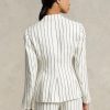 Blazers blancos de lino jacquard a rayas Ralph Lauren para mujer
