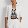 Blazers blancos de sarga de mezcla de lino Ralph Lauren para mujer