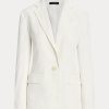 Blazers blancos de sarga de mezcla de lino Ralph Lauren para mujer