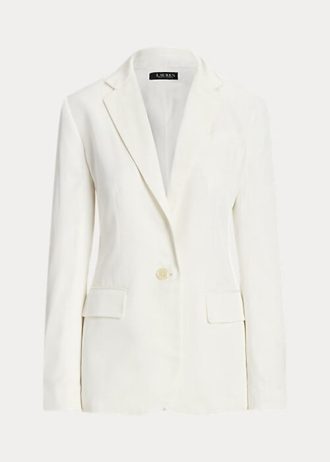 Blazers blancos de sarga de mezcla de lino Ralph Lauren para mujer