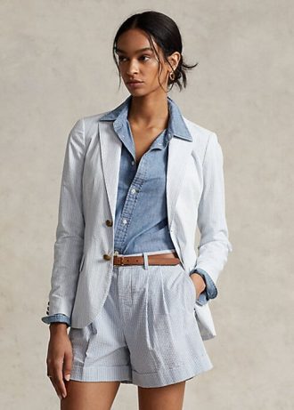 Blazers blancos de seersucker Ralph Lauren para mujer