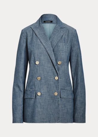 Blazers cruzados de Chambray de Ralph Lauren para mujer en azul