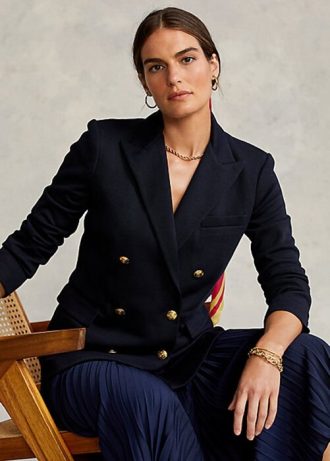 Blazers cruzados de punto Ralph Lauren para mujer en azul marino
