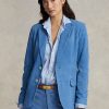 Blazers de ante de cordero Ralph Lauren azules para mujer