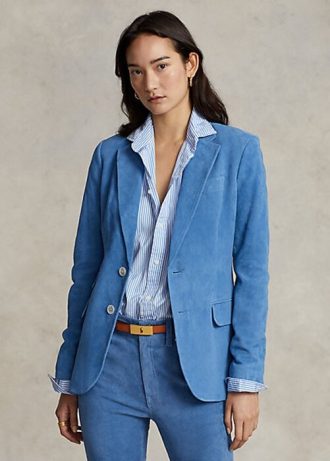 Blazers de ante de cordero Ralph Lauren azules para mujer