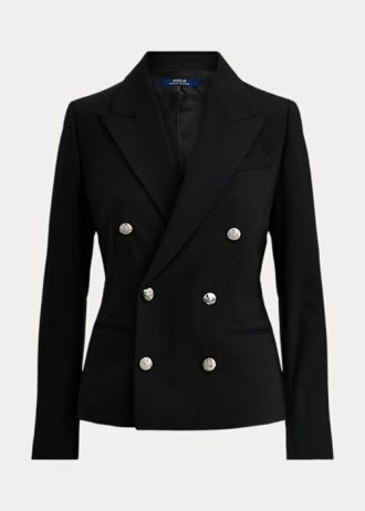 Blazers de lana elástica Ralph Lauren negros para mujer