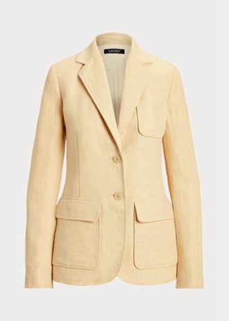 Blazers de lino con diseño de espiga de Ralph Lauren para mujer en amarillo