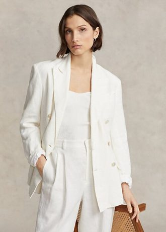 Blazers de lino Ralph Lauren blancos para mujer