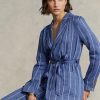 Blazers de lino y algodón con cinturón a rayas azules de Ralph Lauren para mujer Blazers de lino y algodón con cinturón a rayas azules de Ralph Lauren para mujer