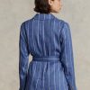 Blazers de lino y algodón con cinturón a rayas azules de Ralph Lauren para mujer Blazers de lino y algodón con cinturón a rayas azules de Ralph Lauren para mujer