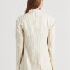 Blazers de sarga de lino a rayas Ralph Lauren para mujer en blanco Blazers de sarga de lino a rayas Ralph Lauren para mujer en blanco