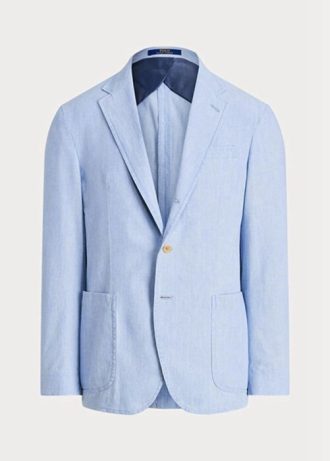 Blazers de traje de cambray Ralph Lauren azules para hombre