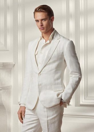 Blazers de traje de espiga blancos Ralph Lauren Kent para hombre