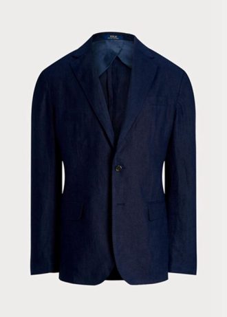 Blazers de traje de lino suave Ralph Lauren Polo para hombre en azul marino