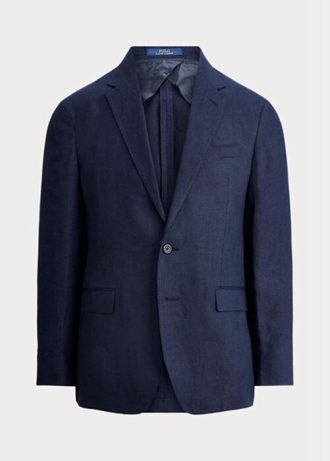 Blazers de traje de lino suave Ralph Lauren Polo para hombre en azul marino