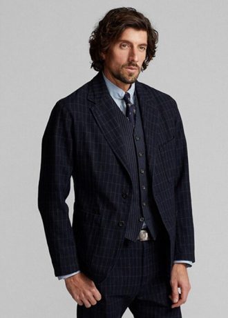 Blazers deportivos Ralph Lauren de algodón y lino sin estructura para hombre en azul marino