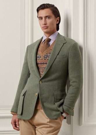 Blazers deportivos Ralph Lauren Kent de cachemir hechos a mano para hombre en color oliva