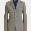 Blazers Ralph Lauren de lino con diseño de espiga para mujer, color azul marino/crema