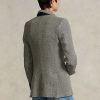 Blazers Ralph Lauren de lino con diseño de espiga para mujer, color azul marino/crema