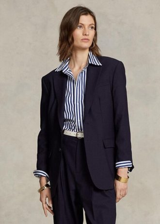 Blazers Ralph Lauren de mezcla de lana elástica para mujer en color azul marino