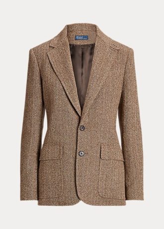 Blazers Ralph Lauren de mezcla de lino con diseño de espiga para mujer en color marrón