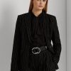 Blazers Ralph Lauren negros de sarga de mezcla de lino con raya diplomática para mujer Blazers Ralph Lauren negros de sarga de mezcla de lino con raya diplomática para mujer