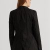 Blazers Ralph Lauren negros de sarga de mezcla de lino con raya diplomática para mujer Blazers Ralph Lauren negros de sarga de mezcla de lino con raya diplomática para mujer