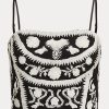 Blusa corta sin mangas con bordado Ralph Lauren para mujer, color blanco y negro Blusa corta sin mangas con bordado Ralph Lauren para mujer, color blanco y negro