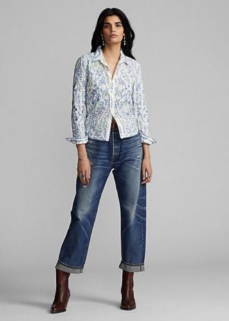 Blusa de algodón con bordado floral multicolor para mujer de Ralph Lauren
