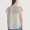 Blusa de gasa con volantes a rayas de Ralph Lauren para mujer en color crema/azul marino Blusa de gasa con volantes a rayas de Ralph Lauren para mujer en color crema/azul marino