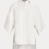 Blusa de lino Ralph Lauren Solomon para mujer, color blanco