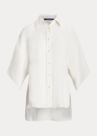 Blusa de lino Ralph Lauren Solomon para mujer, color blanco