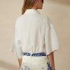 Blusa de lino Ralph Lauren Solomon para mujer, color blanco
